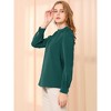 INSPIRE CHIC Women's Office Keyhole Elegant Stand Collar Long Sleeve Back Neck Button Blouse - 4 of 4