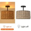 YIYIBYUS Rattan Semi Flush Mount Ceiling Light, 2-Light with Hand Woven Drum Shade - 4 of 4