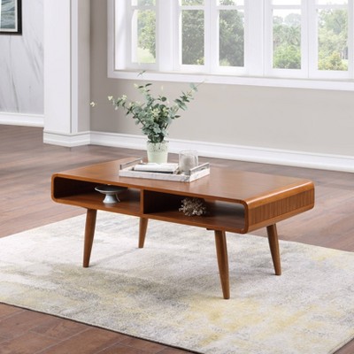 Zambrano Wood Round Chic Coffee Table with Open Storage