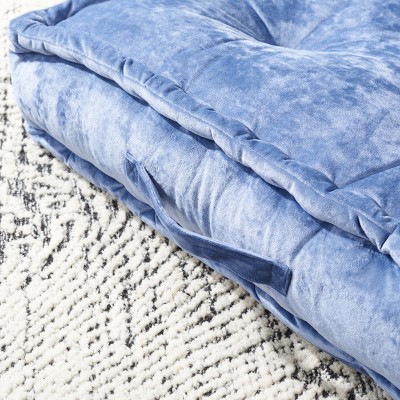 Belia 18" x 18" Blue Tufted Floor Pillow