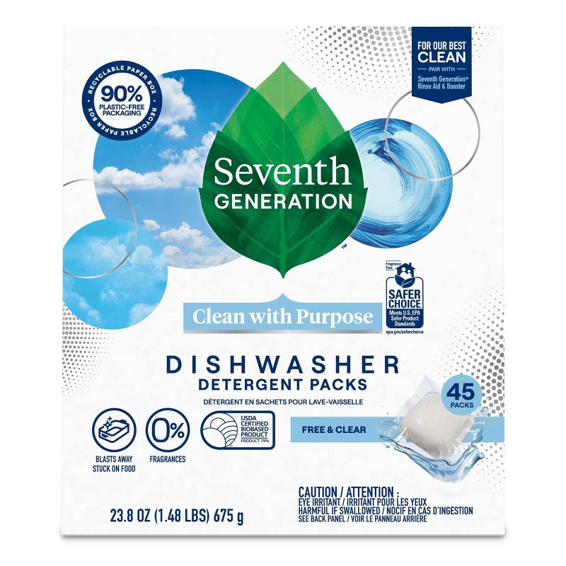 Seventh Generation Free & Clear Natural Dishwasher Detergent Packs, 3 of 9