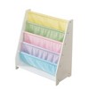 TopComfy Decorative Storage Cabinets Kids Wooden Canvas Sling Magazine Bookcase for Kids Room, White, 24.8"*11.8"*22.56" - 2 of 4