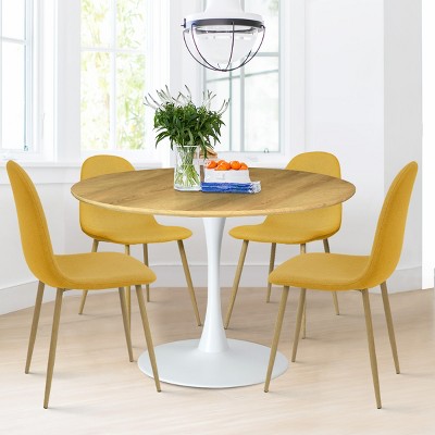 Harrison90+spoon 5-piece Round-shaped Dining Table Set With 4 Yellow ...