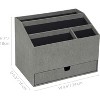 Bigso Greta Desktop Organizer - Durable Office Desk Organizer for Office Supplies and Accessories with 4 Compartments and Drawer - Grey - 2 of 4