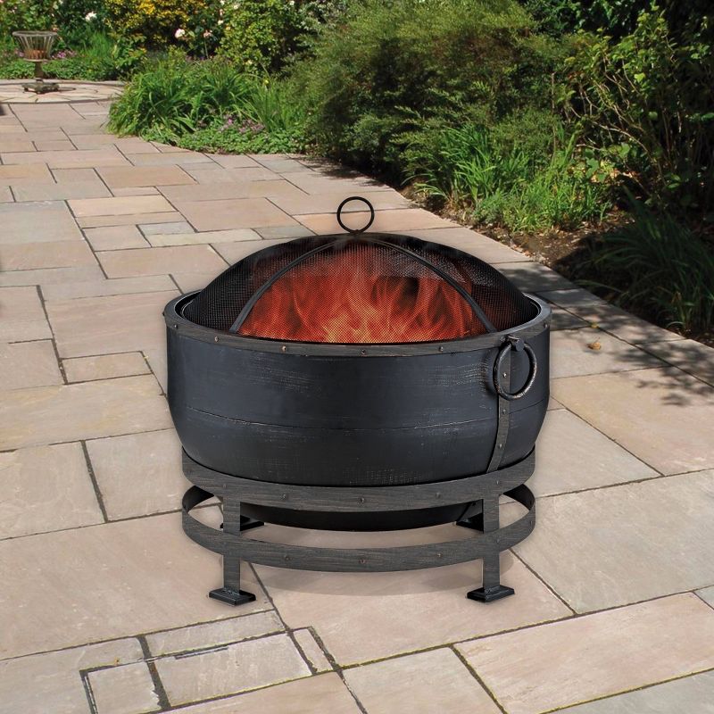 Endless Summer Round Wood Burning Outdoor Fire Pit with Kettle Design Brown, 2 of 5