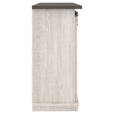 Gray Two-Tone Farmhouse TV Stand with Sliding Barn Doors