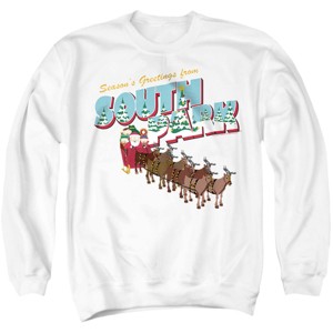 Men's Christmas Season'S Greetings Cartman, Kenny Crewneck Sweatshirt - 1 of 4