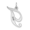 Black Bow Jewelry 14k White Gold, Ella Collection Medium Fancy Script Initial T Pendant - 3 of 4