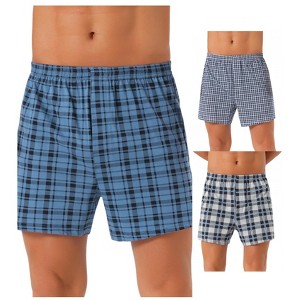 INSPIRE CHIC Men's 3 Pack Classic Elastic Waistband Plaid Printing Boxer Shorts - 1 of 4