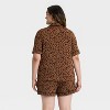 Women's Cloud Knit Short Sleeve Notch Collar Shirt and Shorts Pajama Set - Auden™ - 2 of 3