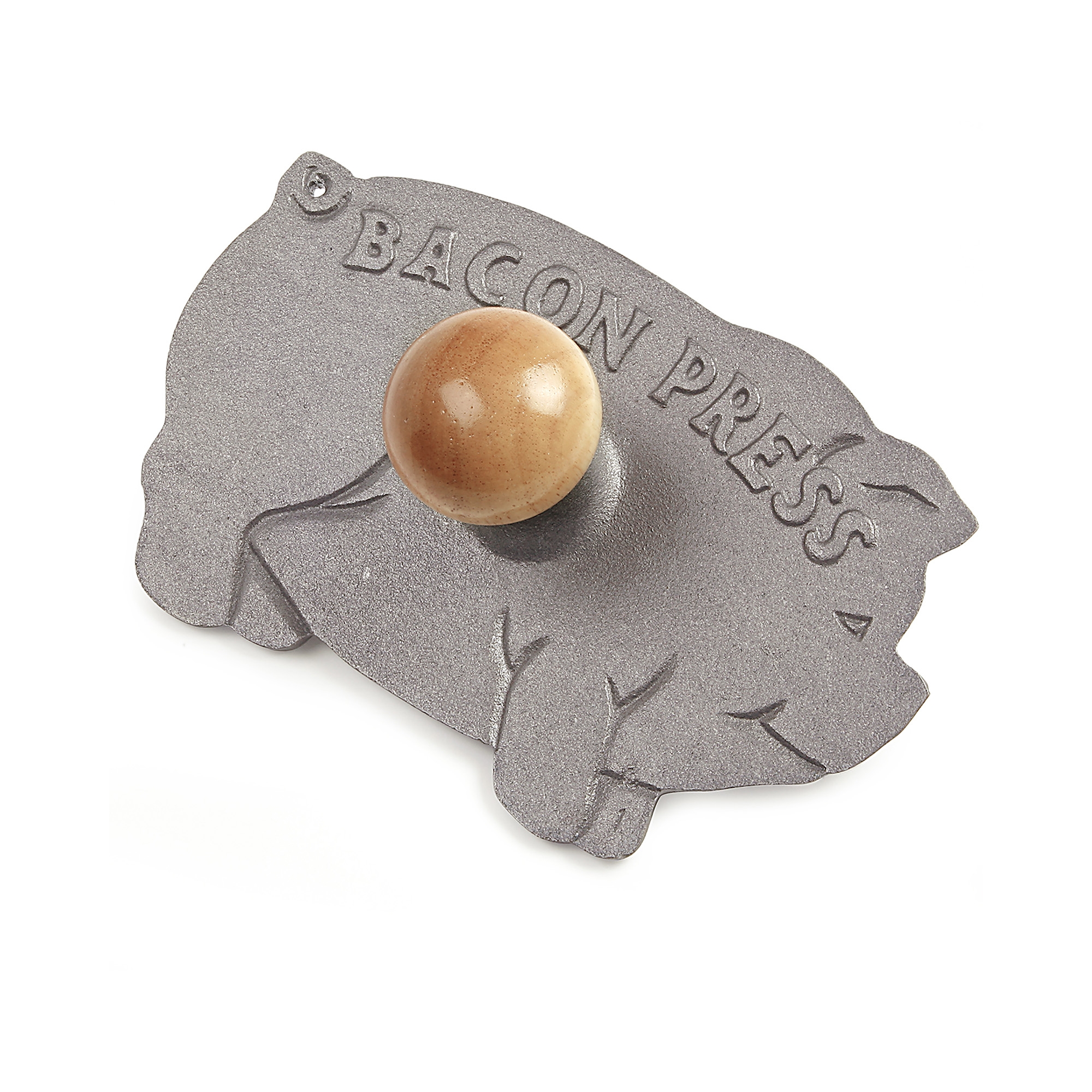Norpro Cast Iron Pig Shaped Bacon and Grill Press with Wood Handle