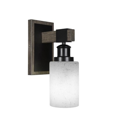 Toltec Lighting Tacoma 1 - Light Sconce in  Black/Painted Wood with 4" White Muslin Shade