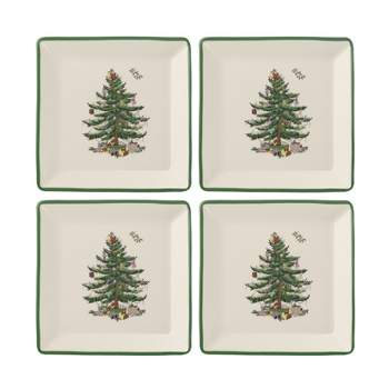 Spode Christmas Tree Square 5 Inch Tidbit Plates, Set of 4 - 5 Inch
