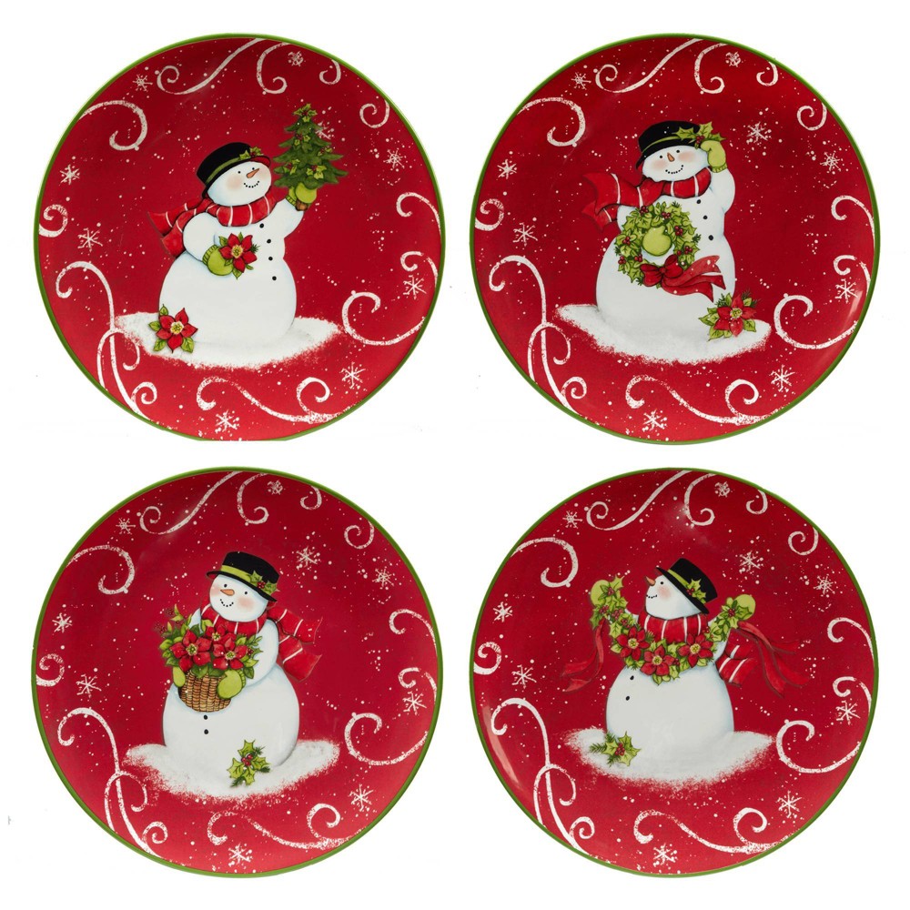 Photos - Other kitchen utensils Certified International 9" Earthenware Holiday Magic Snowman Dessert Plates - Certified Internatio 