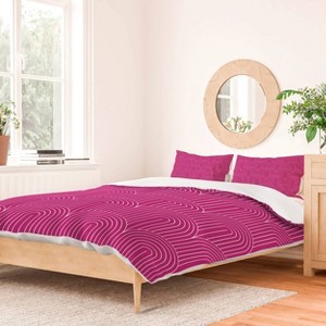 Deny Designs King Colour Poems Art Deco Arch Pattern Pink Duvet Cover and Pillow Sham Pink - 1 of 4