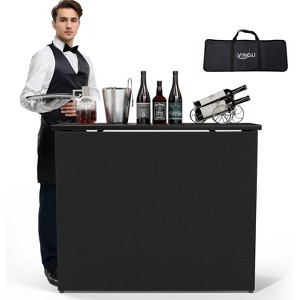 VINGLI 45" Commercial Portable Bar Table for Events, Mobile Bar, Mobile Bartending Station, Outdoor Bar Indoor Pop Up Bar Table with Skirt - 1 of 4