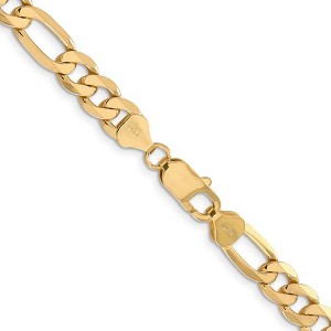 Black Bow Jewelry Men's 7.5mm, 14k Yellow Gold, Flat Figaro Chain Bracelet - 1 of 4