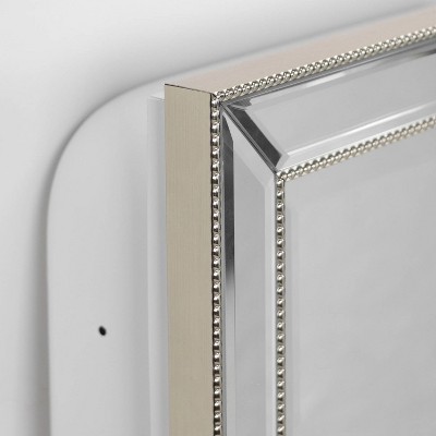 Champagne Silver 16" x 26" Beaded Recessed Medicine Cabinet