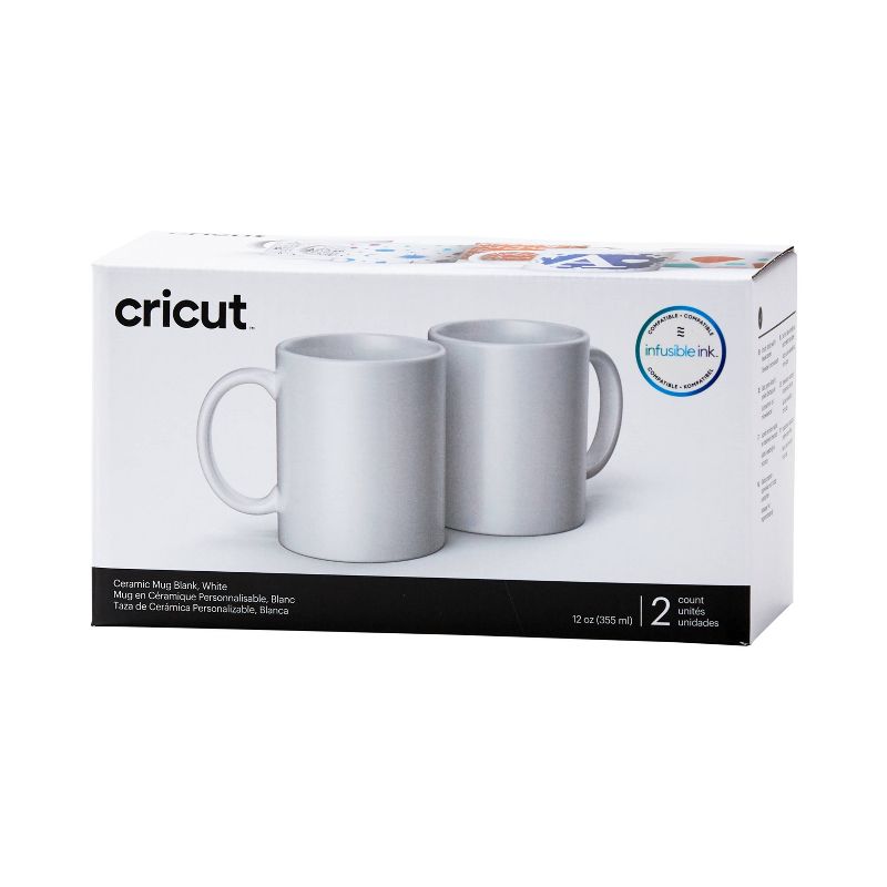 Cricut 2ct Ceramic Mug Small Blank - White, 1 of 9