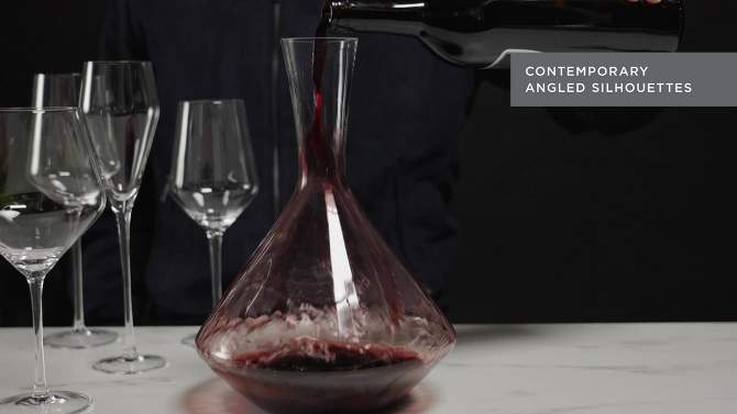 Viski Raye Bordeaux Wine Glasses & Decanter Set - Premium Crystal Clear Glass, Modern, Stemmed, Flat Bottom, Red Wine Gift - Set of 3, 2 of 7, play video
