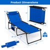 Costway 1/2 PCS Oversize Folding Chaise Lounge with Backrest Detachable Pillow Pocket - 3 of 4