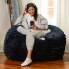 Jaxx Saxx 4ft - Large Round Bean Bag for Adults - Made in the USA - Luxuriously Soft Plush Faux Fur, Midnight Blue - 3 of 4