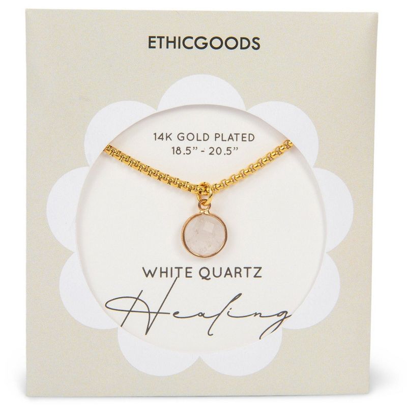 Gold Plated White Quartz Stone Pendant Necklace | ETHICGOODS, 2 of 6