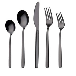 Aoibox 20-Piece Titanium Black Plated Stainless Steel Flatware Set, Silverware Cutlery Set for 4, Dishwasher Safe - 1 of 4