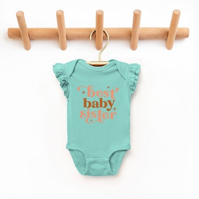 The Juniper Shop Best Baby Sister Baby Flutter Sleeve Bodysuit