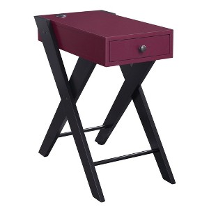 Royal Hampton Frame Side Table with X Shaped Legs and 1 Drawer, Purple and Black - 1 of 4