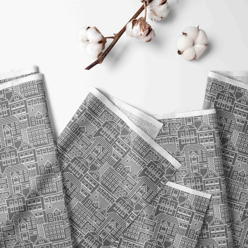 Bacati - Clouds in the City Gray Reverse Cityscape Crib/Toddler Bed Skirt, 2 of 6