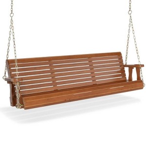 Karl Home | 5ft 3-Personn Brown Outdoor Fir Wood Hanging Porch Swing - 1 of 4