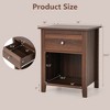 Costway Nightstand Bedside Table with Drawer & Open Shelf for Living Room Bedroom Walnut/Brown - 3 of 4