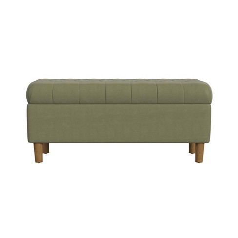 Sage green store storage bench