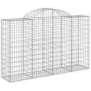 vidaXL Gabion Basket Silver Galvanized Iron 78.7 x 19.7 x 55.1 in - 78.7" x 19.7" x 47.2"/55.1" 1 - 1 of 4
