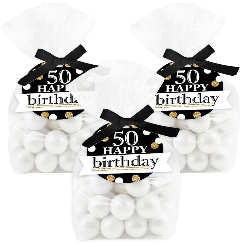 Big Dot of Happiness Adult 50th Birthday - Gold - Birthday Party Clear Goodie Favor Bags - Treat Bags With Tags - Set of 12, 1 of 9