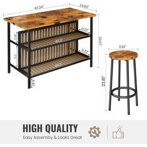 Hooseng Dining Table Set for 2, Kitchen Island with Seating Bar Table Set with Storage, Space Saving Kitchen Island with 2 Shelves, white - 1 of 4