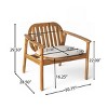Outdoor Club Chairs Set of 2, Slatted Back Armchairs with Cushion, Natural Acacia and Eucalyptus Frame for Patio, Garden Lounge-The Pop Home - 3 of 4