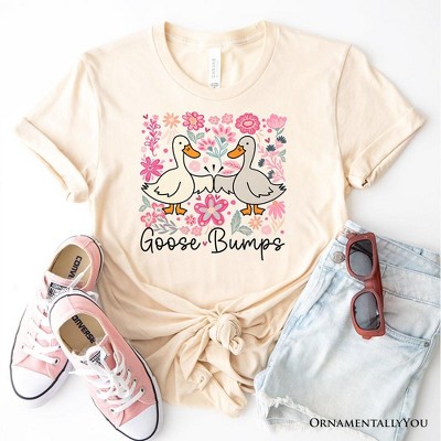 Funny Goose Bumps Floral T-Shirt, White, Natural and Black Sarcastic Goose Tee Gifts| OrnamentallyYou