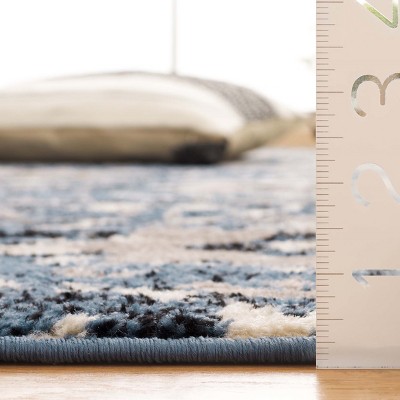 Amsterdam Blue and Creme Synthetic Rectangular Area Rug 3' x 5'