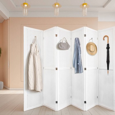 MAYEERTY Room Divider, 5.6Ft Wooden Freestanding Privacy Screen