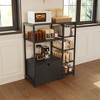 Coffee Bar Cabinet Station - 31.6" Farmhouse Small Coffee Stand Station with Doors, Rustic Sideboard Organizer for Home, Corner, Bar - 2 of 4