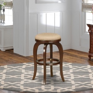 HomeStock Counter Height Stool Round ,Mocha Pub Height Backless Chairs, 30 Inch Height, Mahogany - 1 of 4