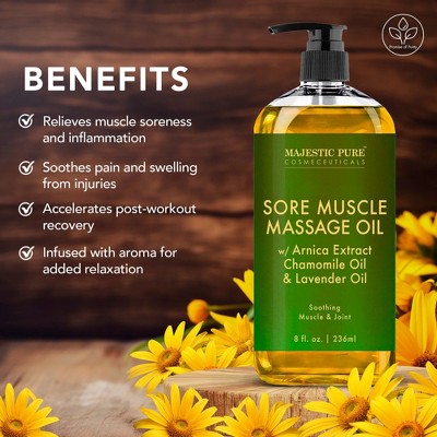 Majestic Pure 8 oz Arnica Lavender Chamomile Massage Oil