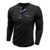 Men's Long Sleeve Henley Shirt with Chest Pocket,Button Down Collar Casual Tee,Solid Color Pullover Top for Men - 3 of 4