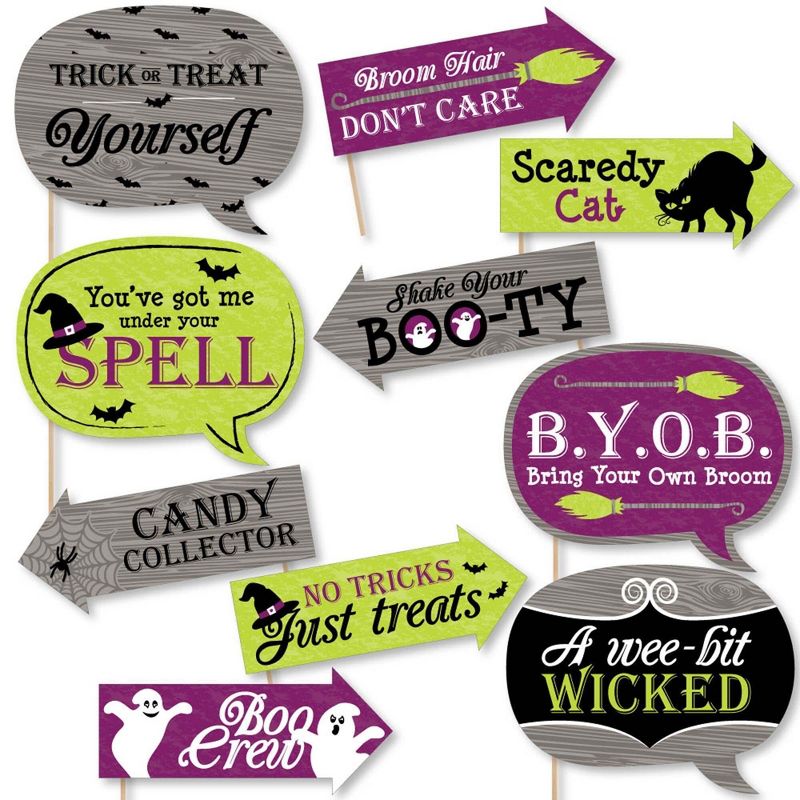 Big Dot of Happiness Funny Happy Halloween - Witch Party Photo Booth Props Kit - 10 Piece, 1 of 6