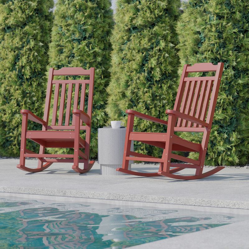 Flash Furniture Set of 2 Winston All-Weather Faux Wood Rocking Chair, 6 of 13
