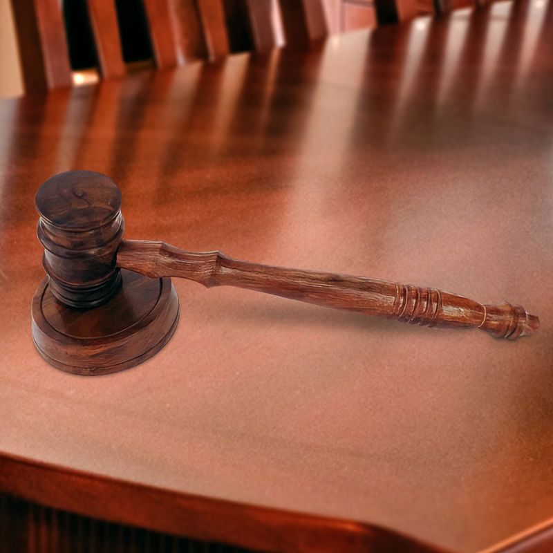 Wooden Decorative Brown Gavel Hammer with Wood Base Block for Lawyers, Judges, and Courts, 4 of 7