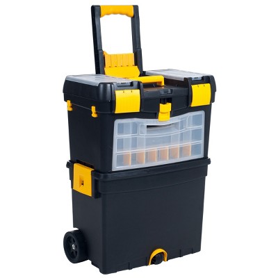 Fleming Supply 2-in-1 Portable Rolling Toolbox – Black/Yellow