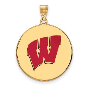 Black Bow Jewelry 14k Yellow Gold Plated Sterling Silver Wisconsin Badgers NCAA Extra Large Pendant - 1 of 3